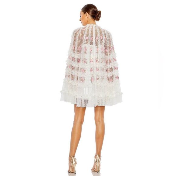 Mac Duggal 8031 Embroidered Flare Sleeve Embroidered Mini Dress - Picture 4 of 14